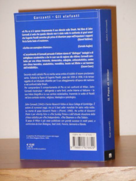 IL PAPA DI HITLER, JOHN CORNWELLE, GARZANTI LIBRI Prima edizione gennaio 2002, Collana gli elefanti storia. - Foto 5