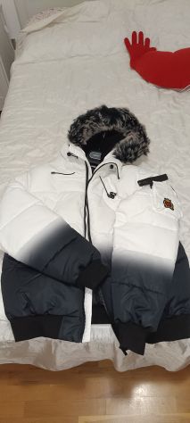 Piumino Bomber SikSilk Sfumato Bianco/Nero con Cappuccio - Taglia L - Foto 2