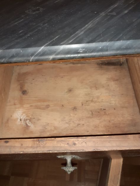 Comodino in legno anni 60 piano marmo - Foto 3