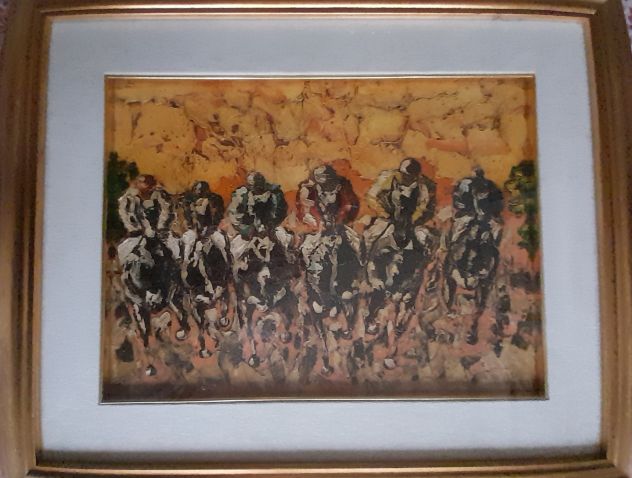 quadro spatolato corsa dei cavalli di Orsi 56x46 - Foto 5