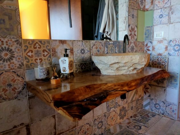 Lavabo lavandino da appoggio in pietra beige - Foto 3