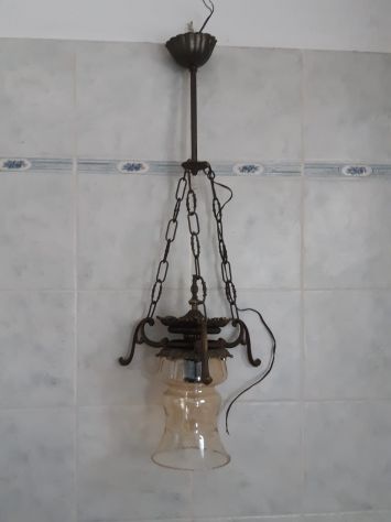 LAMPADARIO IN METALLO E DECORAZIONE MERLETTATA - Foto 7