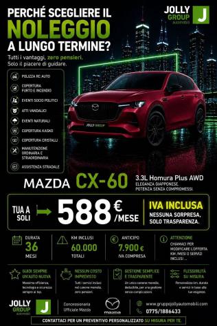 Mazda CX-60 3.3L e-SKYACTIV MHEV Homura Plus Auto Offerta Noleggio a lungo termine - Foto 2