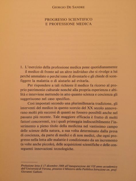Libro "Progresso Scientifico e Professione Medica" del prof. Giorgio De Sandre - Foto 2