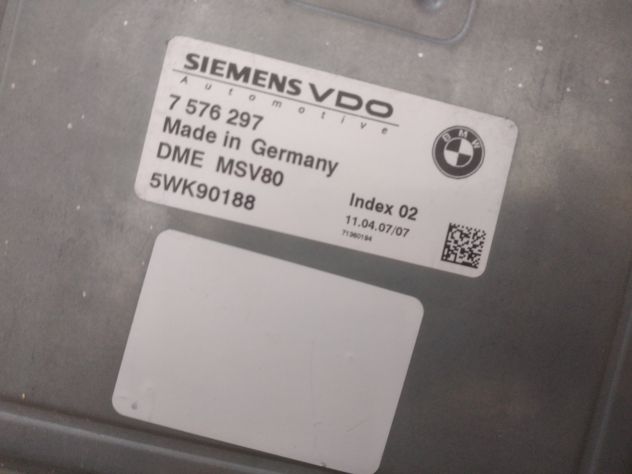 Centralina motore Siemens, BMW, 7576297, 7 576 297, DME MSV80, 5WK90188, Indice - Foto 3