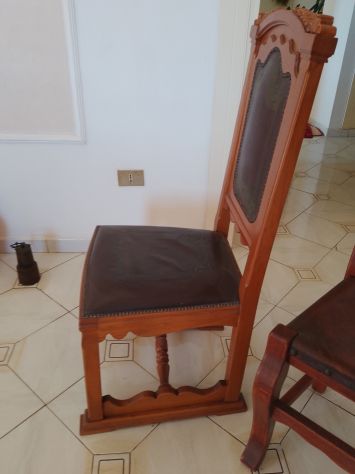 Grande Scrivania e Sedie Legno Massello Artigianato Toscano Pezzi Unici - Foto 2