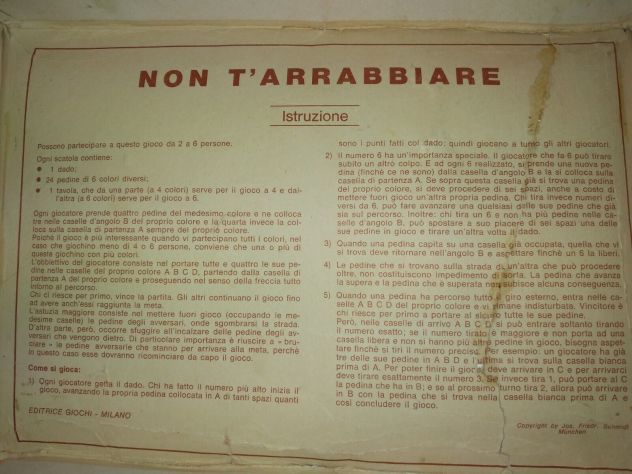 VINTAGE - Non T' arrabbiare Il Gioco Classico Del Buonumore Eg Anni 70 Vintage - Foto 3