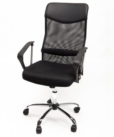 POLTRONA UFFICIO ERGONOMICA GIREVOLE IN MESH ECOPELLE NERA - DIREZIONALE MODELLO MATRIX - NUOVA - Foto 2