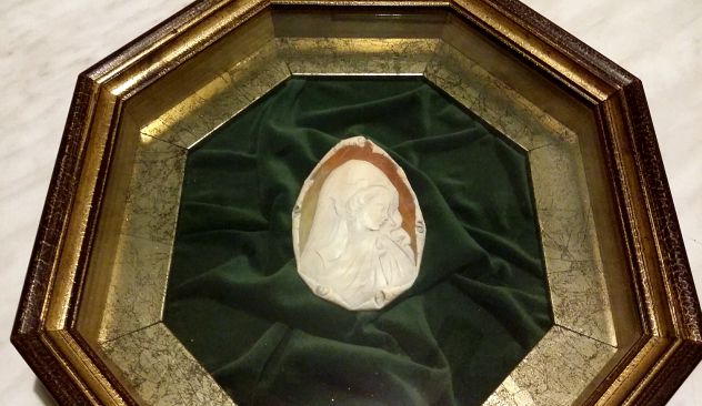 Vintage Quadro Ottagonale Con Cammeo Inciso A Mano Casa del Corallo - Pompei - Foto 4
