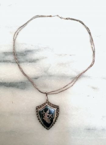 ANTICO PENDENTE IN ARGENTO STERLING FINEMENTE CESELLATO, THAILANDIA 1900. - Foto 7