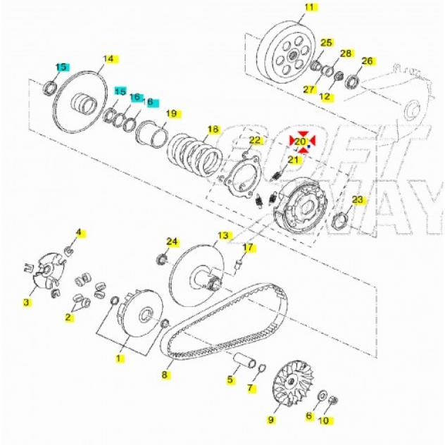 Frizione completa Aprilia Leonardo Yamaha X-Max AP8122452 1B9E66201000 1B9E66200200 - Foto 7