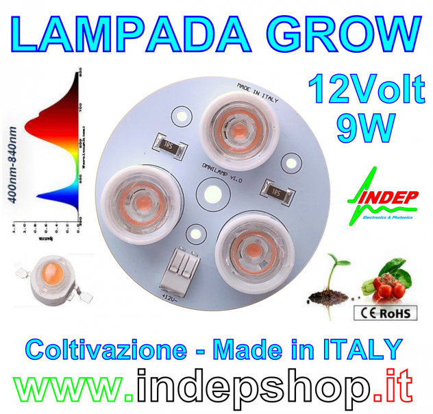 Lampada Led crescita vegetali piante coltivazione - Made in Italy