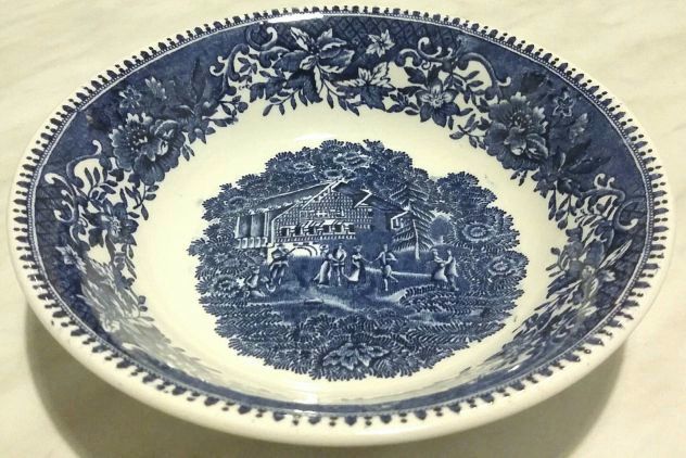 VINTAGE ENOCH WEDGWOOD TUNSTALL AVON COTTAGE 2 CIOTOLE GELATO CEREALI BIANCO BLU - Foto 4