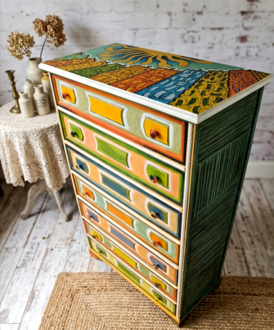 CASSETTIERA ARTISTICA DIPINTA A MANO - Foto 4