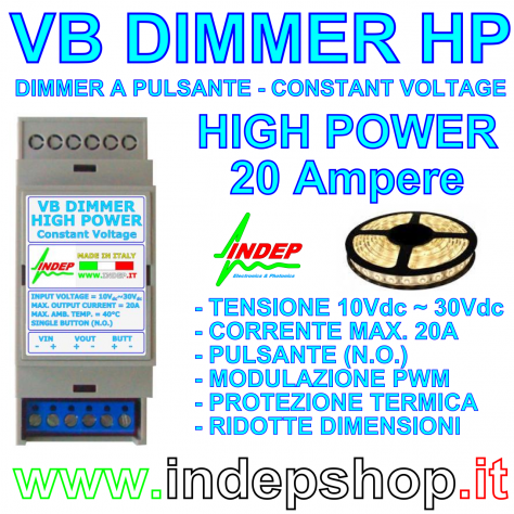 Dimmer a pulsante per strisce led - 20Amp 480W - Made in Italy - Foto 3