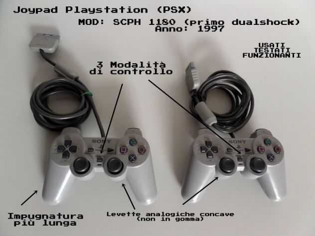 Joypad Playstation SCPH 1180 (anno 1997) analogici concavi, raro!