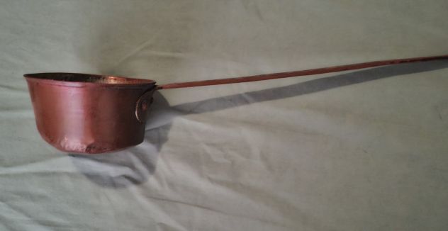 mestolo di rame battuto dia 12 manico con gancio 32 cm - Foto 3