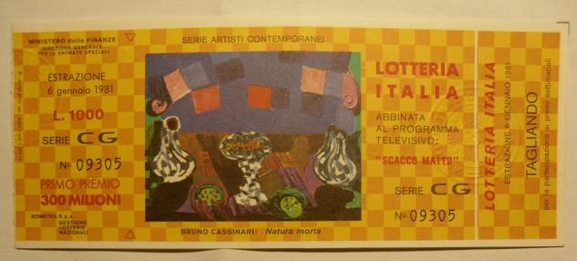 BIGLIETTO DELLA LOTTERIA ITALIA 1980 ESTRAZIONE 6 GENNAIO 1981 -