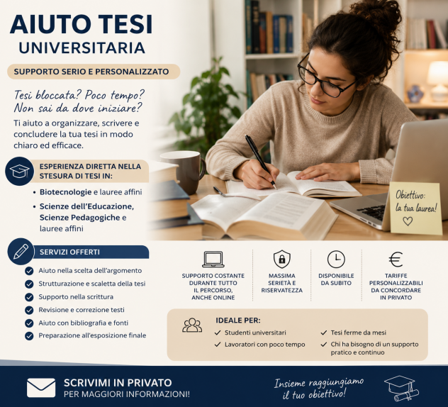 📚 AIUTO TESI UNIVERSITARIA – SUPPORTO SERIO E PERSONALIZZATO