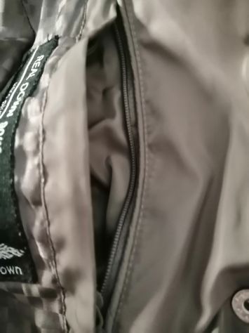 Piumino d'oca lungo marrone/grigio con cappuccio - Foto 8