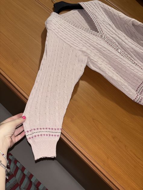 CARDIGAN/MAGLIONE LEGGERO DA DONNA,VINTAGE ANNI ‘80 O ‘90,IN COTONE,ROSA E VIOLA - Foto 4