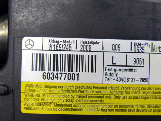 16986037052 AIRBAG SEDILE ANTERIORE SINISTRO MERCEDES CLASSE A 150 W169 1.5 B 70KW 5M 5P (2008) RICAMBIO USATO - Foto 2
