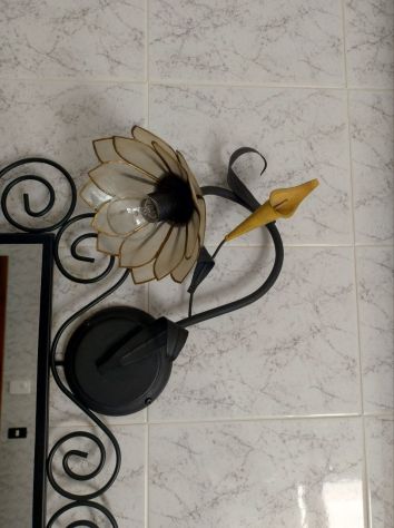 coppia di applique da parete in ferro battuto nero - Foto 4