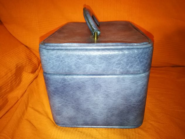 beauty case vintage blu con specchio rettangolare - Foto 4