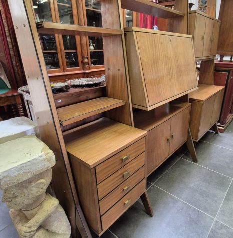 PARTICOLARE MOBILE LIBRERIA SVEDESE DI ANTIQUARIATO MODERNARIATO ANNI 60/70 - Foto 3