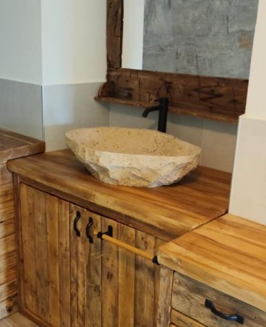 Lavabo lavandino da appoggio in pietra beige - Foto 2