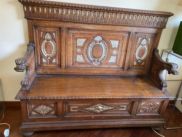 Cassapanca in legno con schienale - Foto 7