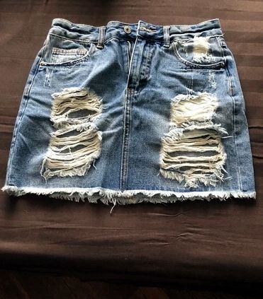 GONNA JEANS *EFFETTO VINTAGE* CON STRAPPI FRANGE *NUOVA*