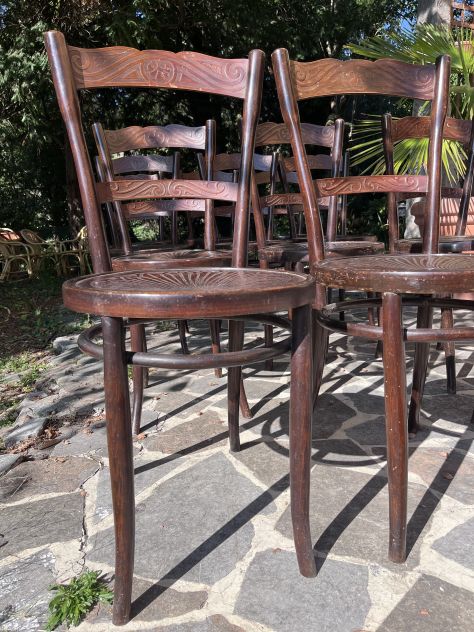 12 sedie da bistrò in legno decorato, in stile thonet - Foto 2