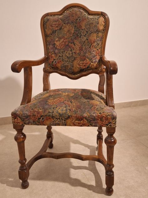 Sedia poltrona con braccioli artigianale fine anni 50 - Foto 8