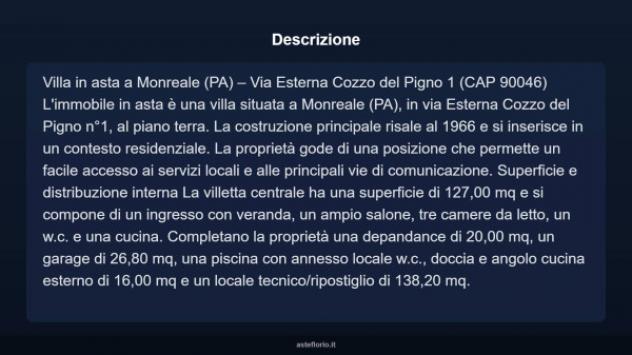 Immobile in asta di 127 m² con più di 5 locali e box auto in vendita a Monreale - Foto 3