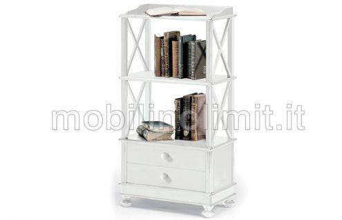 Libreria 2 Cassetti 2 Ripiani - Bianco Opaco - Nuovo