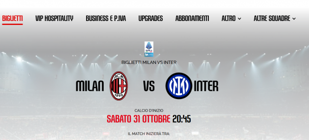 2 BIGLIETTI CALCIO DERBY MILAN – INTER