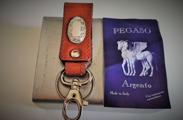 Portachiavi Vintage in vera pelle + argento