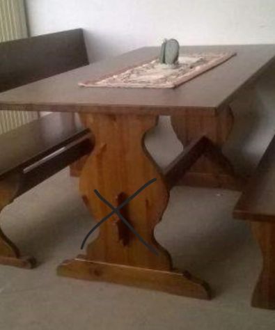 Panca e tavolo da pub in pino grezzo - Foto 4