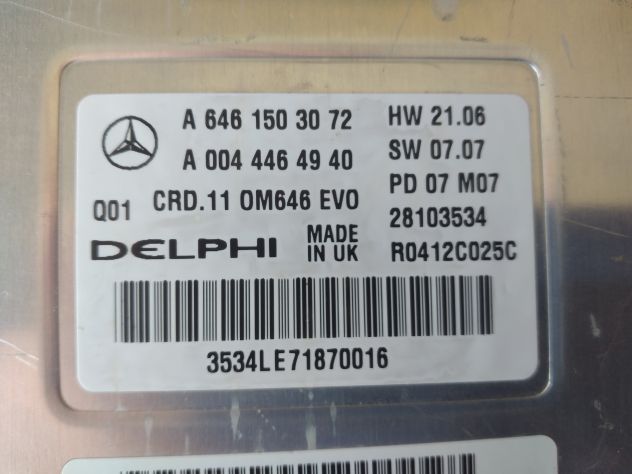 Centralina Motore Delphi 28103534 A 646 150 30 72 004 446 49 40 CRD.11 OM646 EV - Foto 5