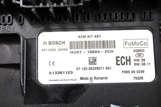 H1B1-12A650-UB KIT ACCENSIONE AVVIAMENTO FORD FIESTA 1.1 B 63KW 5M 5P (2017) RICAMBIO USATO CON CENTRALINA MOTORE, QUADRO STRUMENTI, BLOCCHETTI CON CH - Foto 9