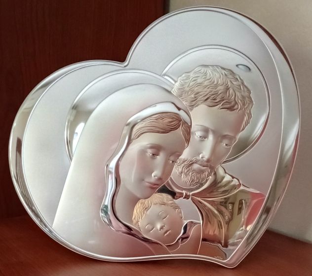 Quadro sacro “Sacra Famiglia” VALENTI in Argento 999,95% NUOVO - Foto 9