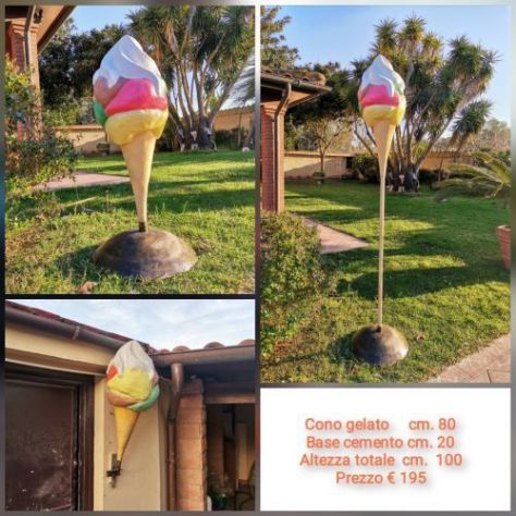 Statua cono gelato in vetroresina, gelato 3D, tridimensionale, insegna a vela - Foto 6