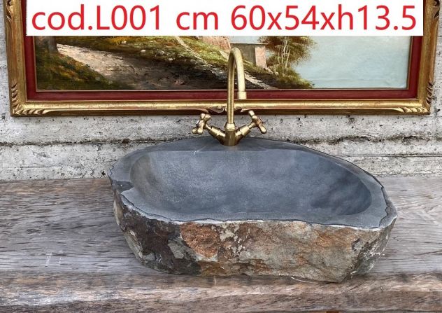 Grande lavabo lavandino bagno in pietra basalto