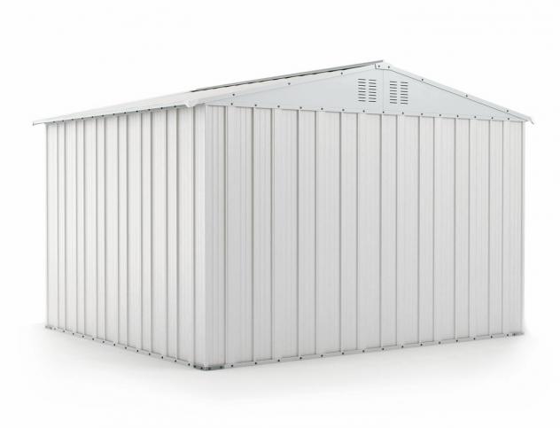 Box in Acciaio Zincato Casetta da Giardino in Lamiera 3.27 x 2.69 m x h2.15 m - 132 KG – 8.80 metri quadri - BIANCO - Foto 4