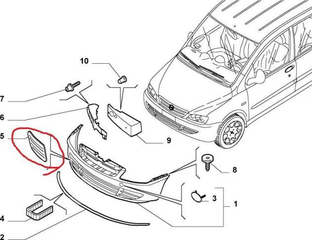 Griglia Dx Paraurti Anteriore Fiat Multipla 2004 - 2010 51743297 - Foto 4