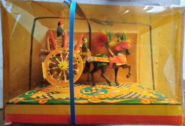 souvenir di sicilia - carrettino con scatola anni 60