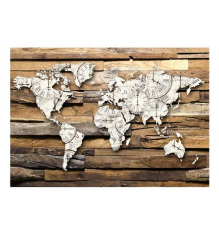 Fotomurale Adesivo Mappamondo Rustico in stile Legno antico Arredalacasa - Foto 2