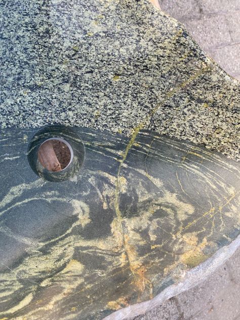 Lavabo lavandino da appoggio in pietra sasso verde - Foto 10