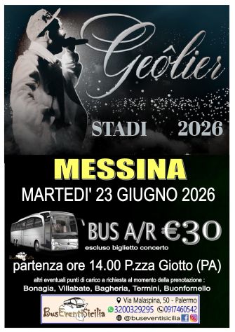 PULLMAN per concerto di GEOLIER a MESSINA, €30